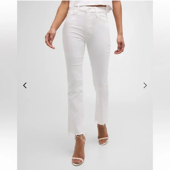 MOTHER The Hustler Ankle Fray Jeans White